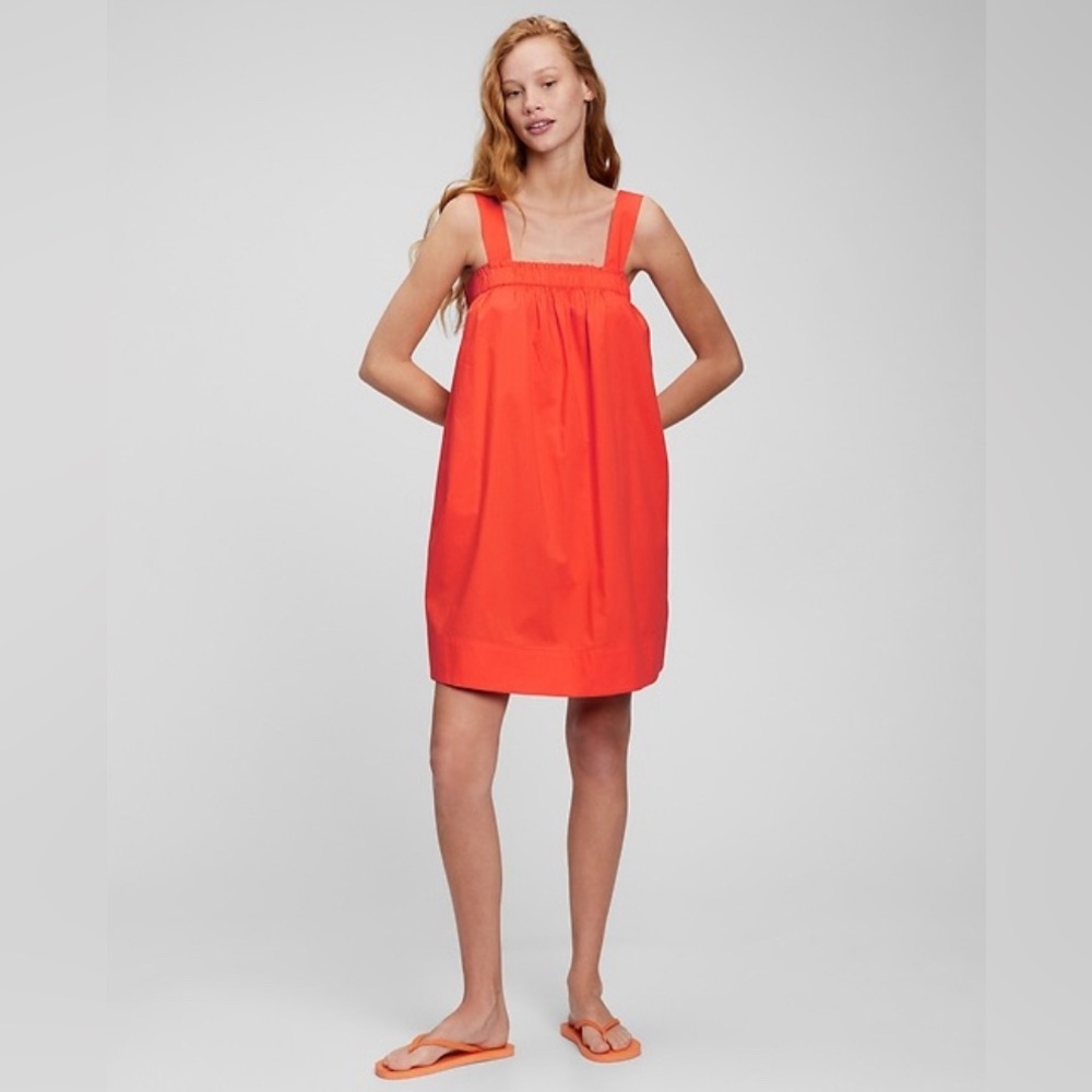 GAP - tie-back babydoll dress with pockets in orange coral NWOT size S